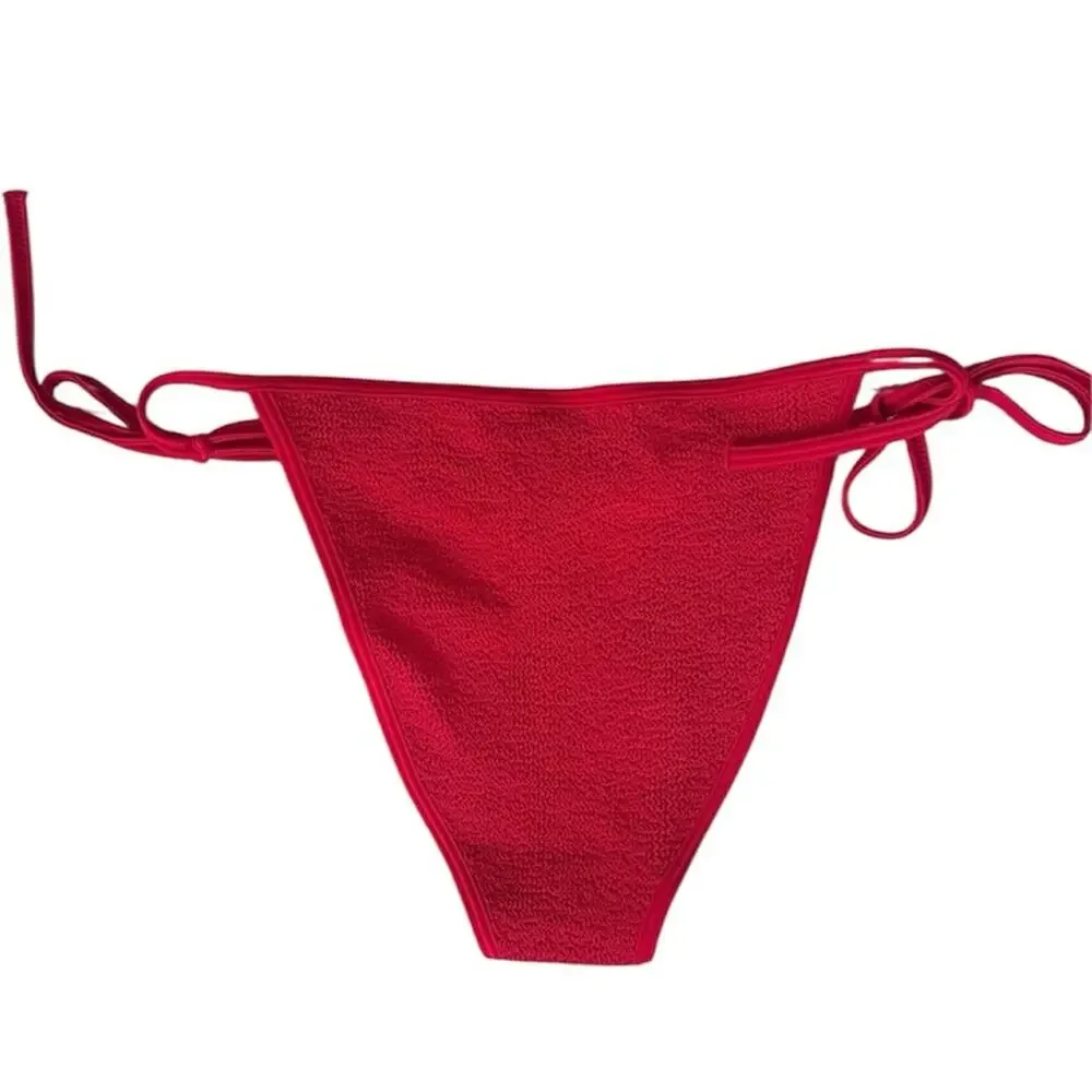 Hunza G Gina Red String Bikini Scrunch Bottoms One Size